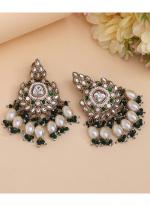   Festival Wear  Green Color Kundan Earrings